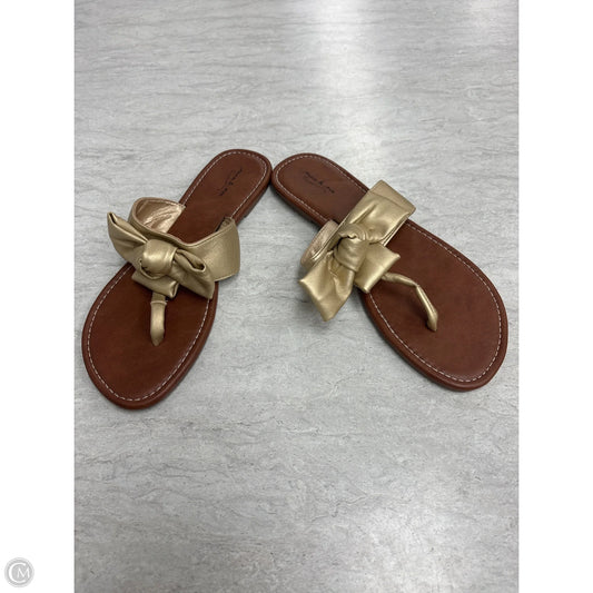 Sandals Flats By Anna & Ava In Brown & Gold, Size: 9