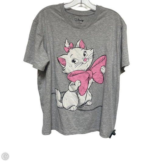 Top Short Sleeve Basic By Disney In Grey & Pink, Size: Xl