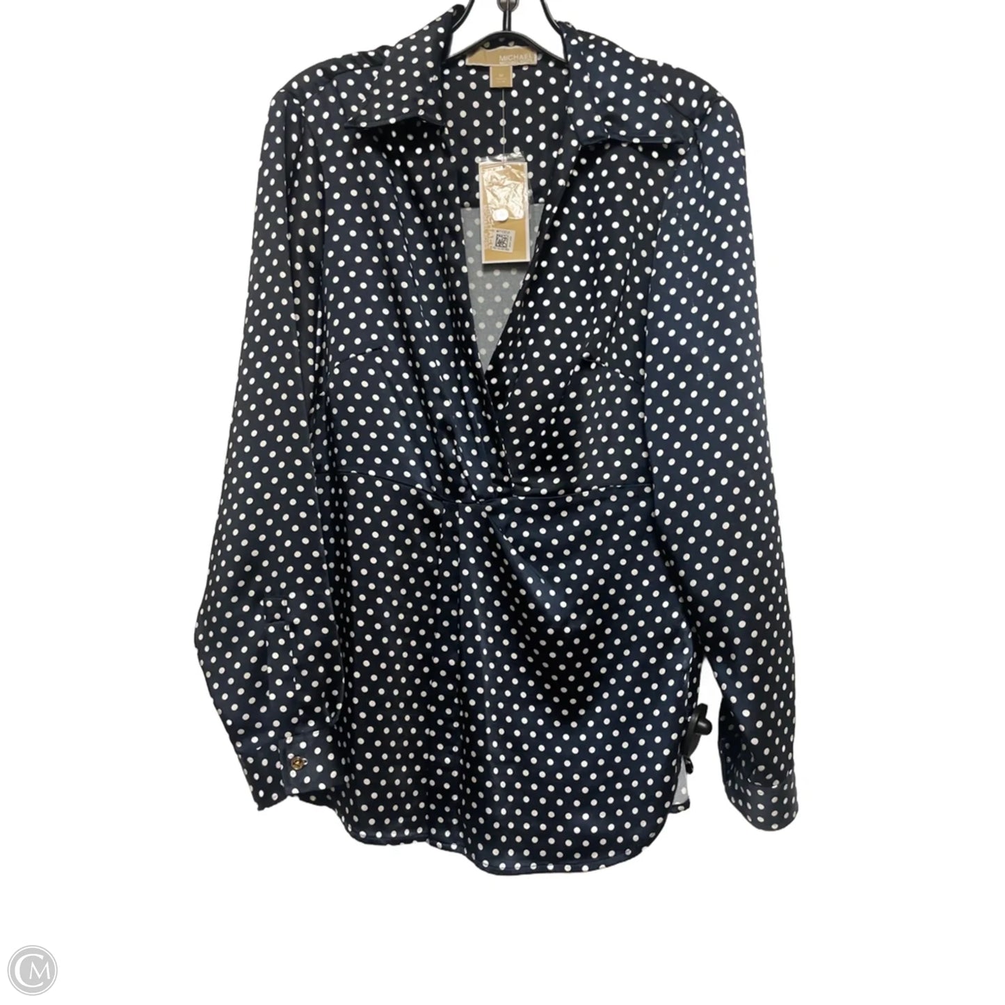 Top Long Sleeve Basic By Michael By Michael Kors In Polkadot Pattern, Size: M