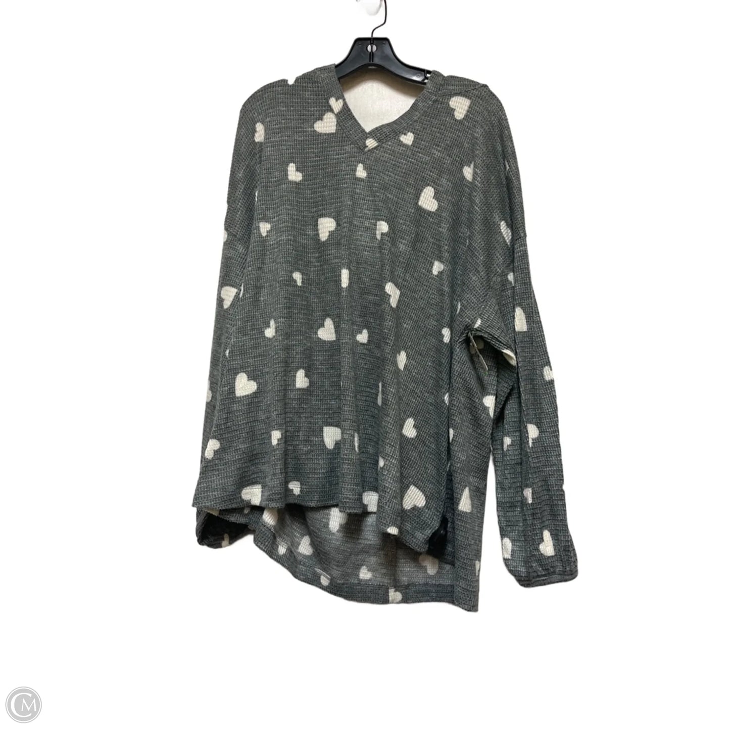 Sweatshirt Hoodie By Lane Bryant In Grey & White, Size: 3x