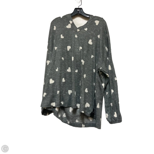 Sweatshirt Hoodie By Lane Bryant In Grey & White, Size: 3x