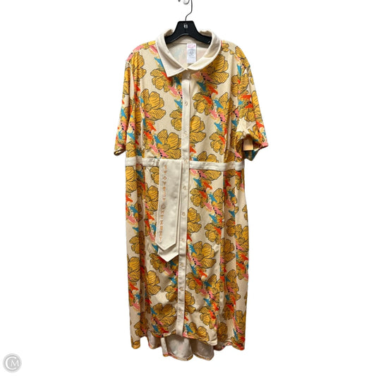 Dress Casual Midi By Disney In Cream & Yellow, Size: 3x