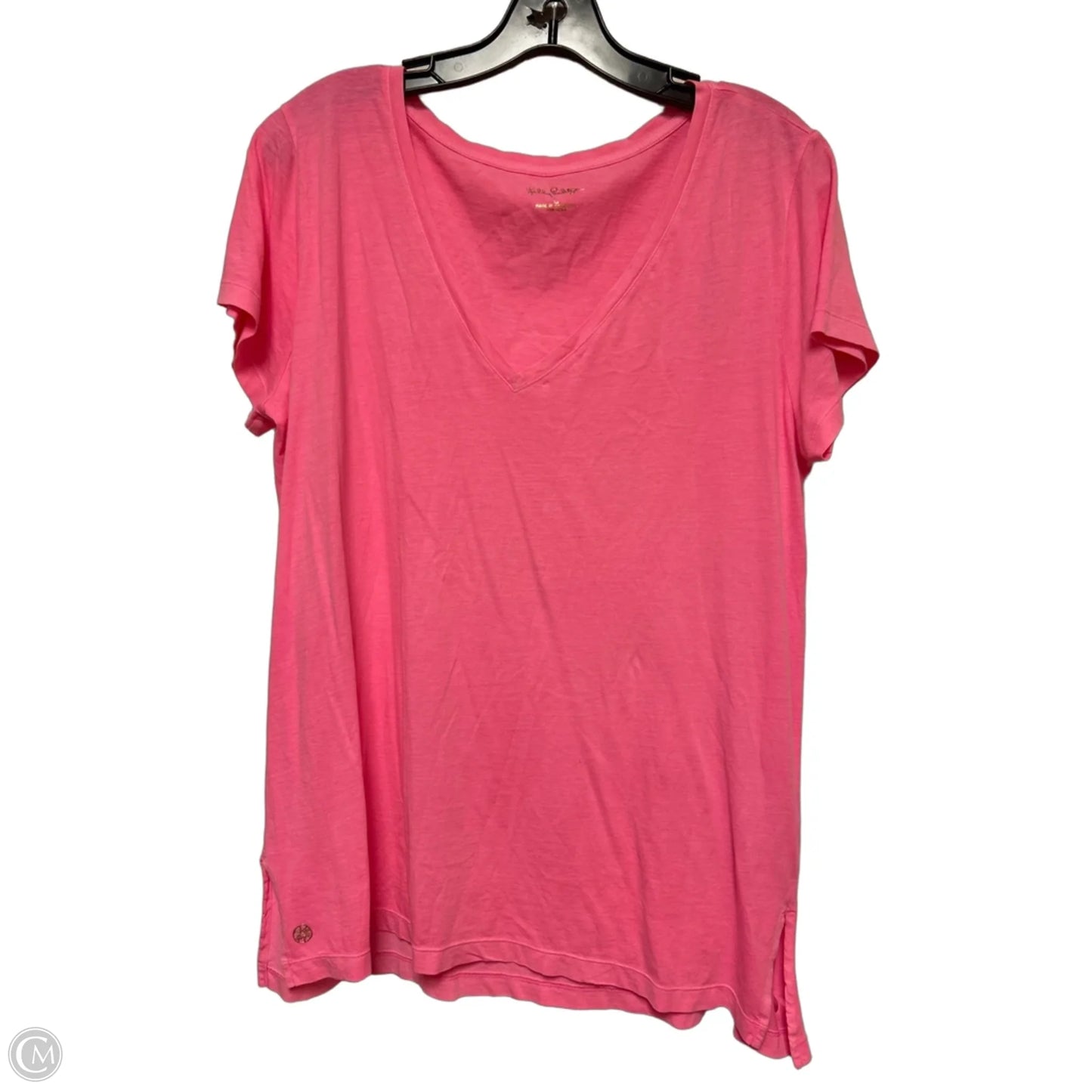 Top Short Sleeve Designer By Lilly Pulitzer In Pink, Size: L