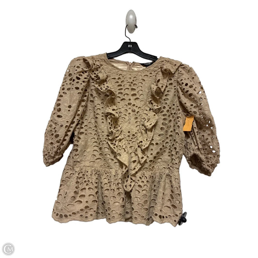 Top Short Sleeve By Express In Brown, Size: L