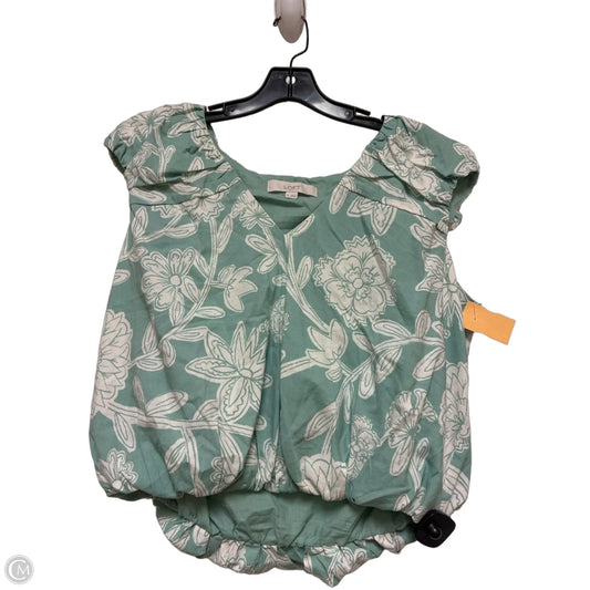Top Sleeveless By Loft In Green & White, Size: M