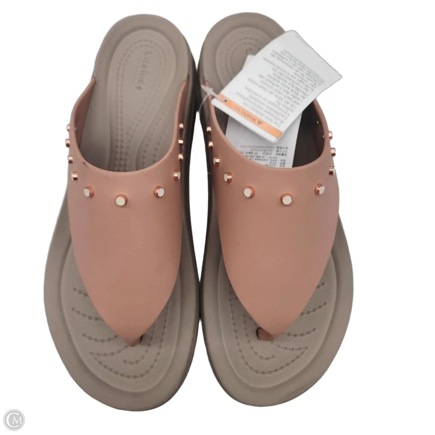 Sandals Heels Platform By Crocs In Brown, Size: 9