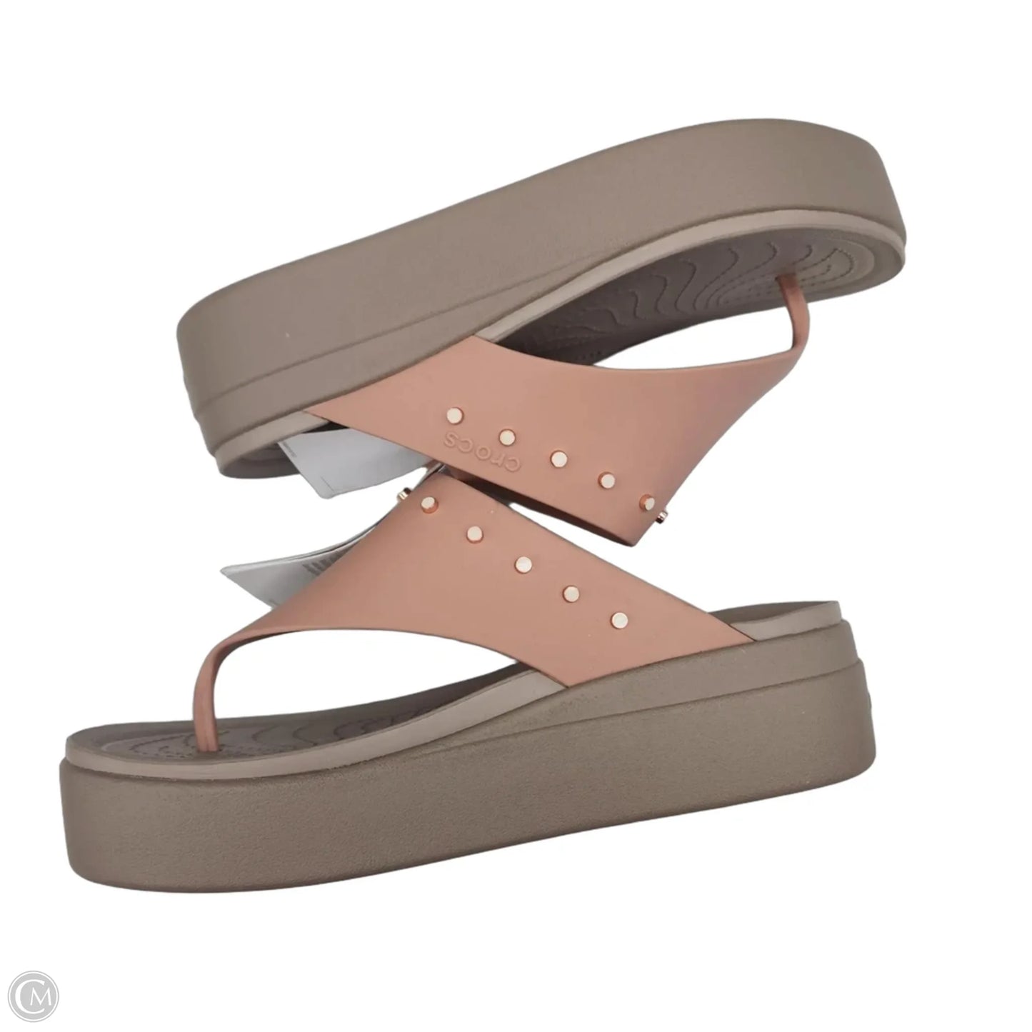 Sandals Heels Platform By Crocs In Brown, Size: 9