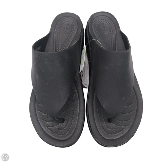 Sandals Heels Platform By Crocs In Black, Size: 9