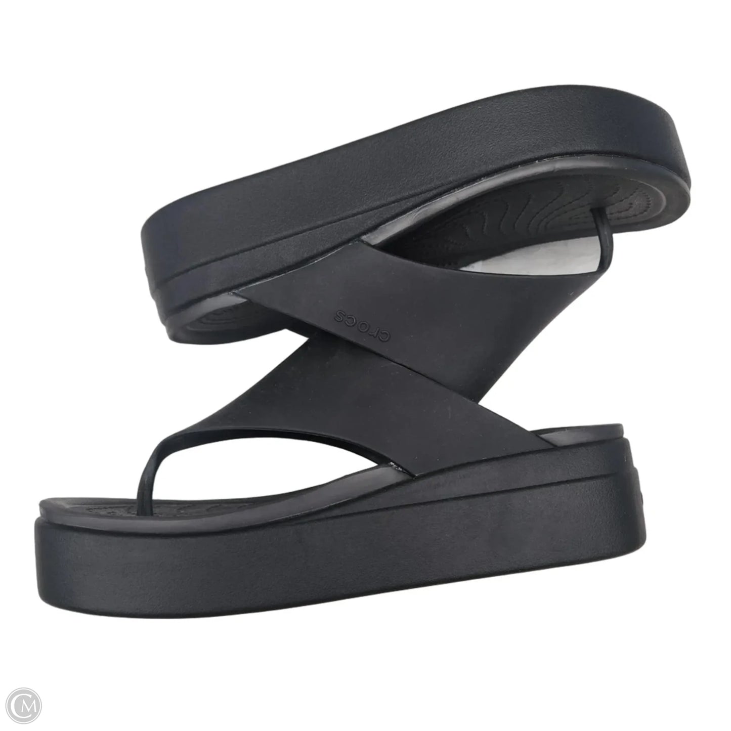 Sandals Heels Platform By Crocs In Black, Size: 9
