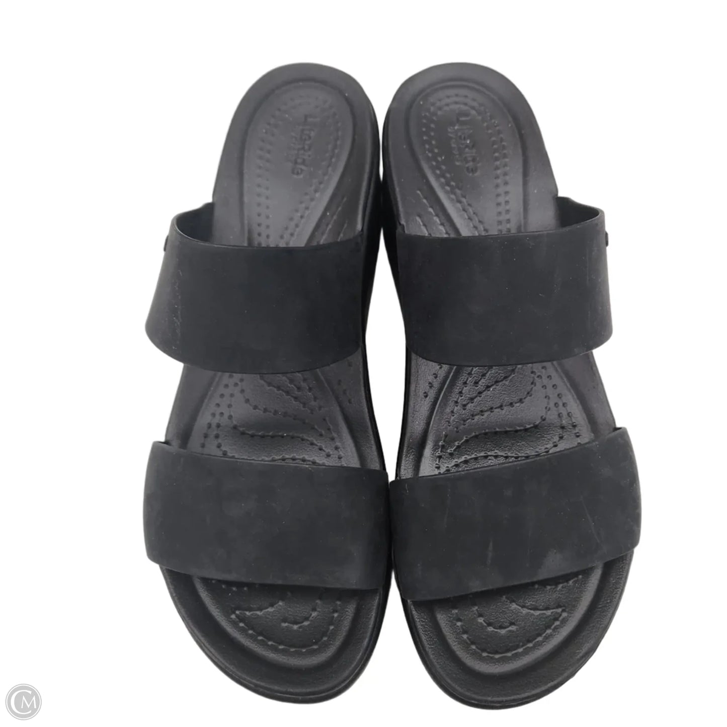 Sandals Heels Platform By Crocs In Black, Size: 9