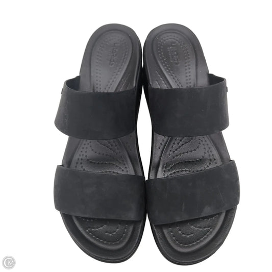 Sandals Heels Platform By Crocs In Black, Size: 9