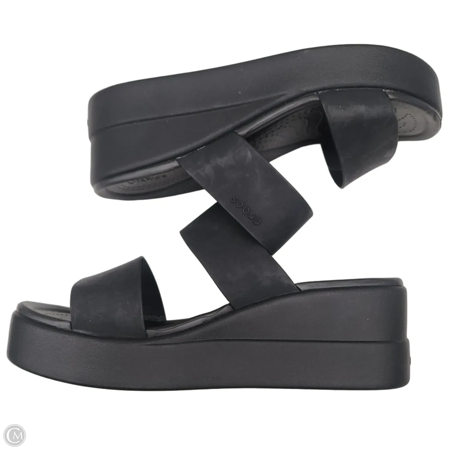 Sandals Heels Platform By Crocs In Black, Size: 9