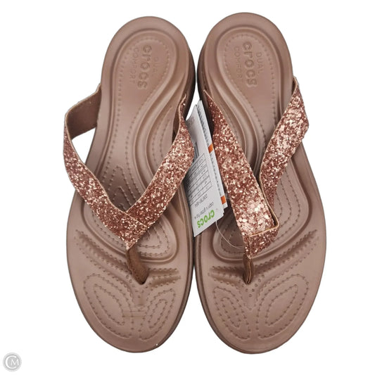 Sandals Flip Flops By Crocs In Rose Gold, Size: 8