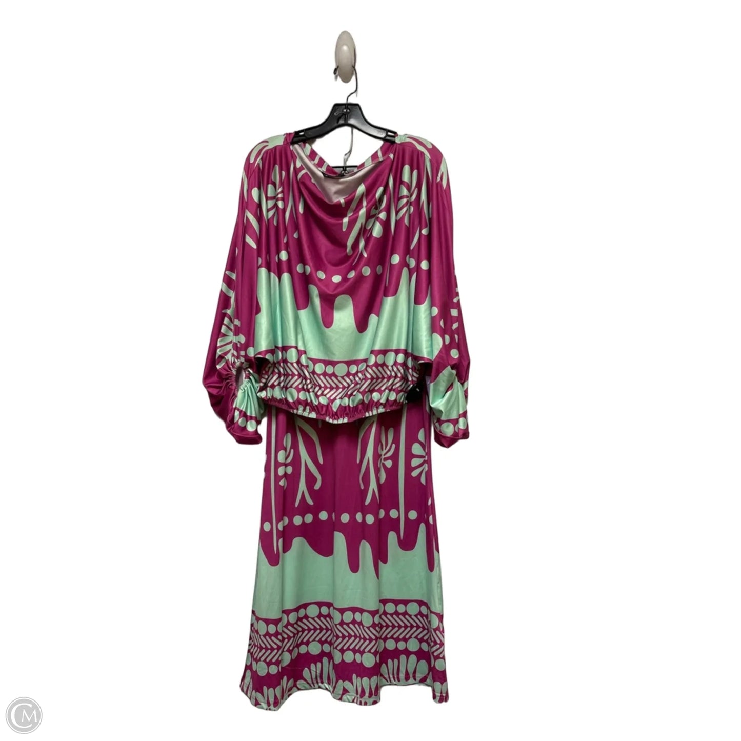 Skirt Suit 2pc By Chicme In Green & Purple, Size: 6