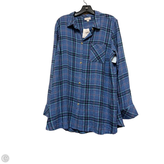 Top Long Sleeve By J. Jill In Plaid Pattern, Size: L