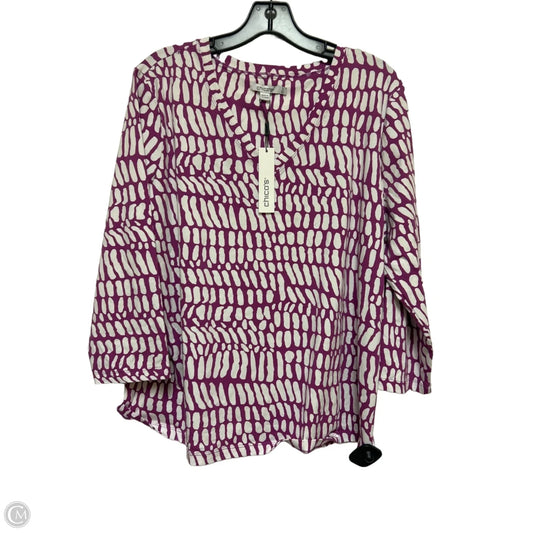Top Long Sleeve By Chicos In Purple & White, Size: Xl