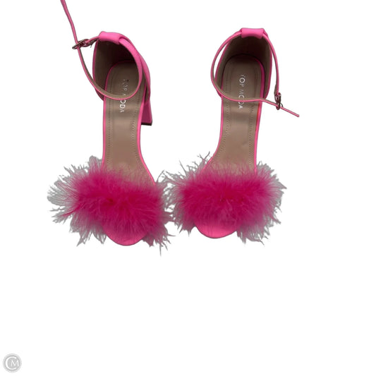 Sandals Heels Block By Top Moda In Pink, Size: 8.5