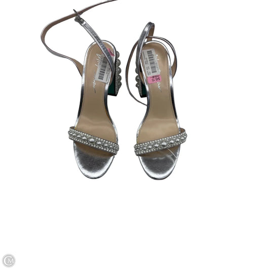 Sandals Heels Block By Betsey Johnson In Silver, Size: 9.5