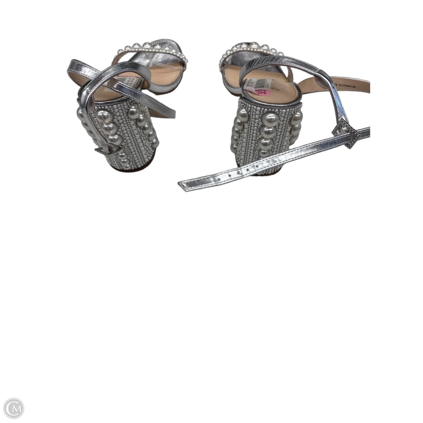 Sandals Heels Block By Betsey Johnson In Silver, Size: 9.5