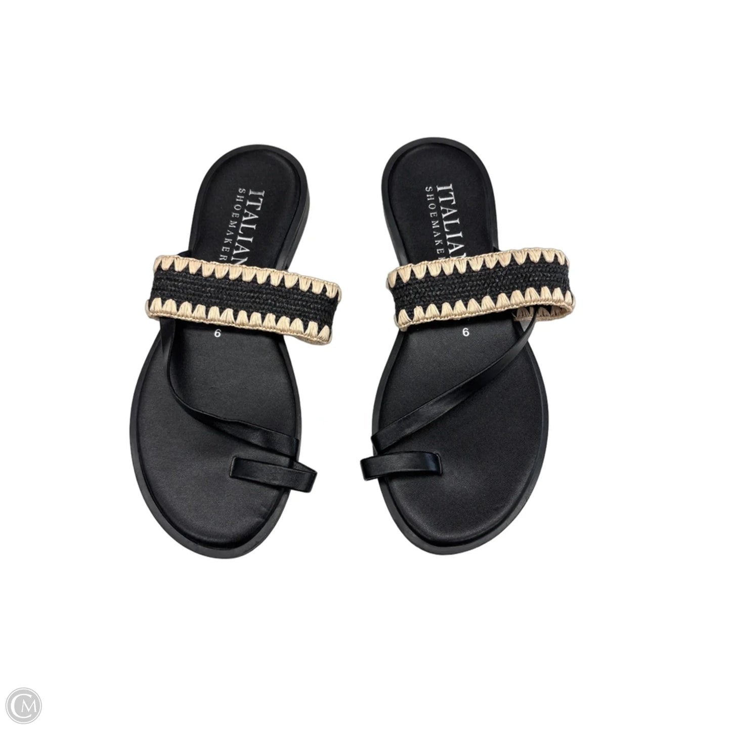 Sandals Flats By Italian Shoemakers In Black & Tan, Size: 6