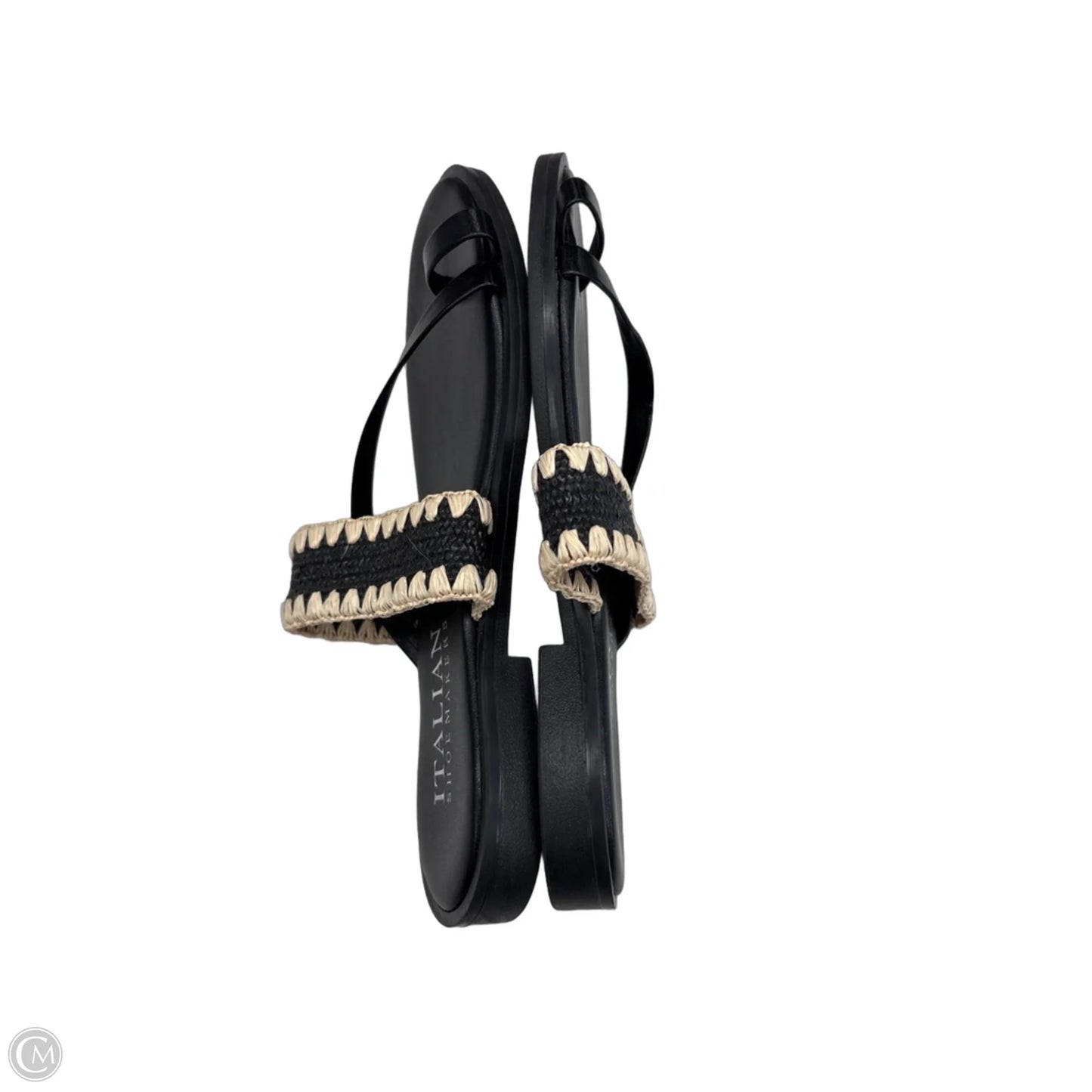 Sandals Flats By Italian Shoemakers In Black & Tan, Size: 6
