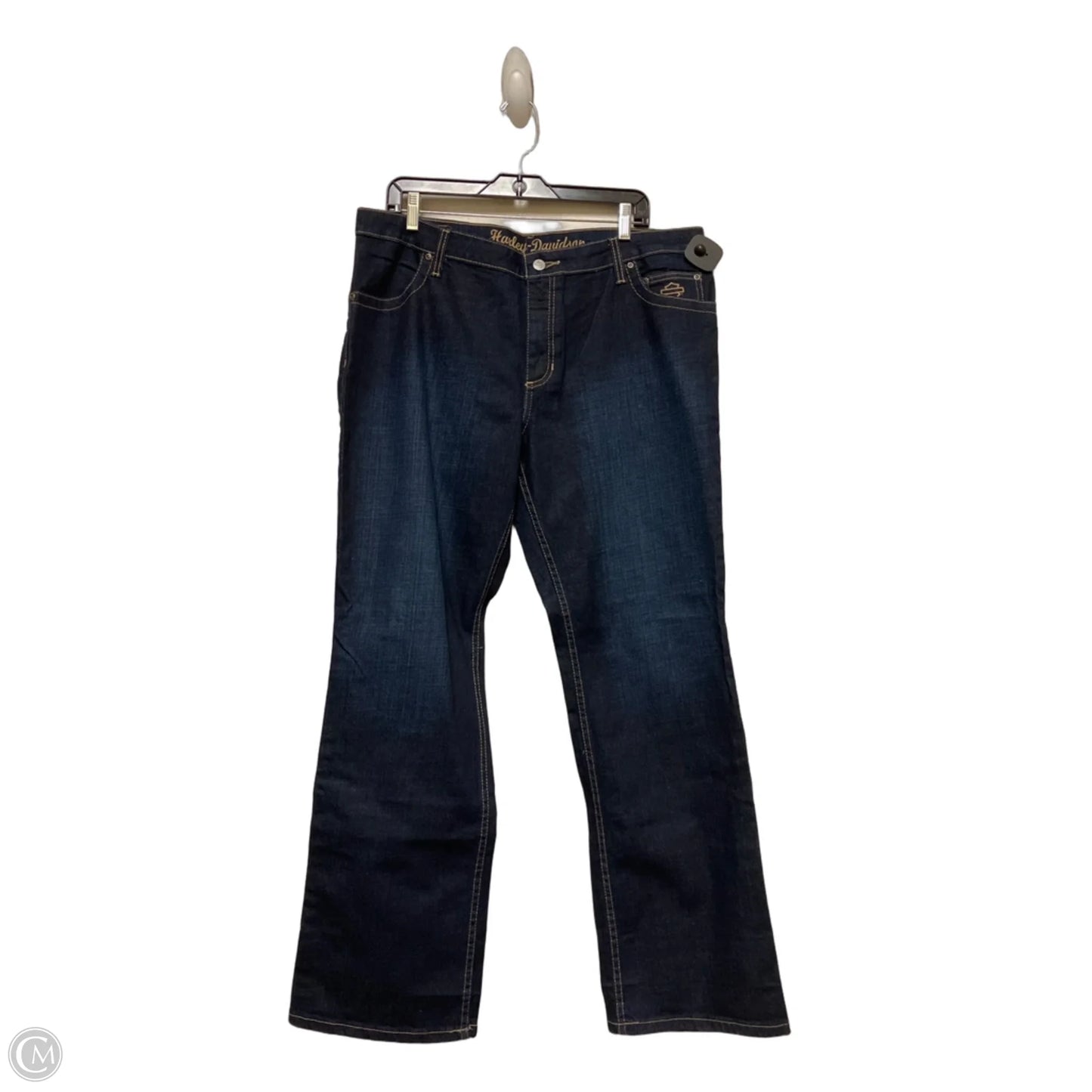 Jeans Wide Leg By Harley Davidson In Blue Denim, Size: 16
