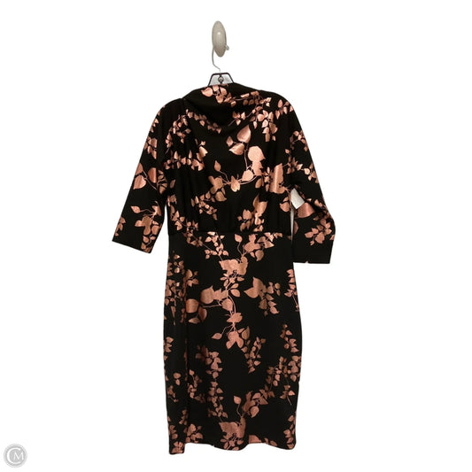 Dress Casual Midi By Badgley Mischka In Black & Pink, Size: L