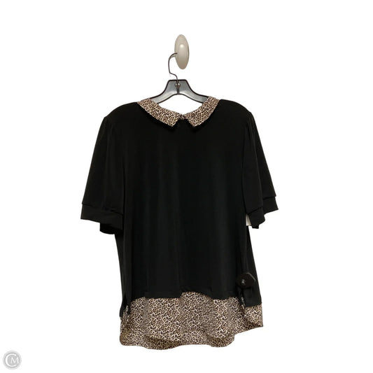 Top Short Sleeve By Adrianna Papell In Black & Brown, Size: Xl