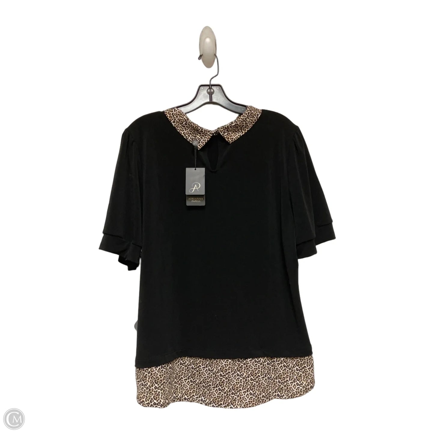 Top Short Sleeve By Adrianna Papell In Black & Brown, Size: Xl