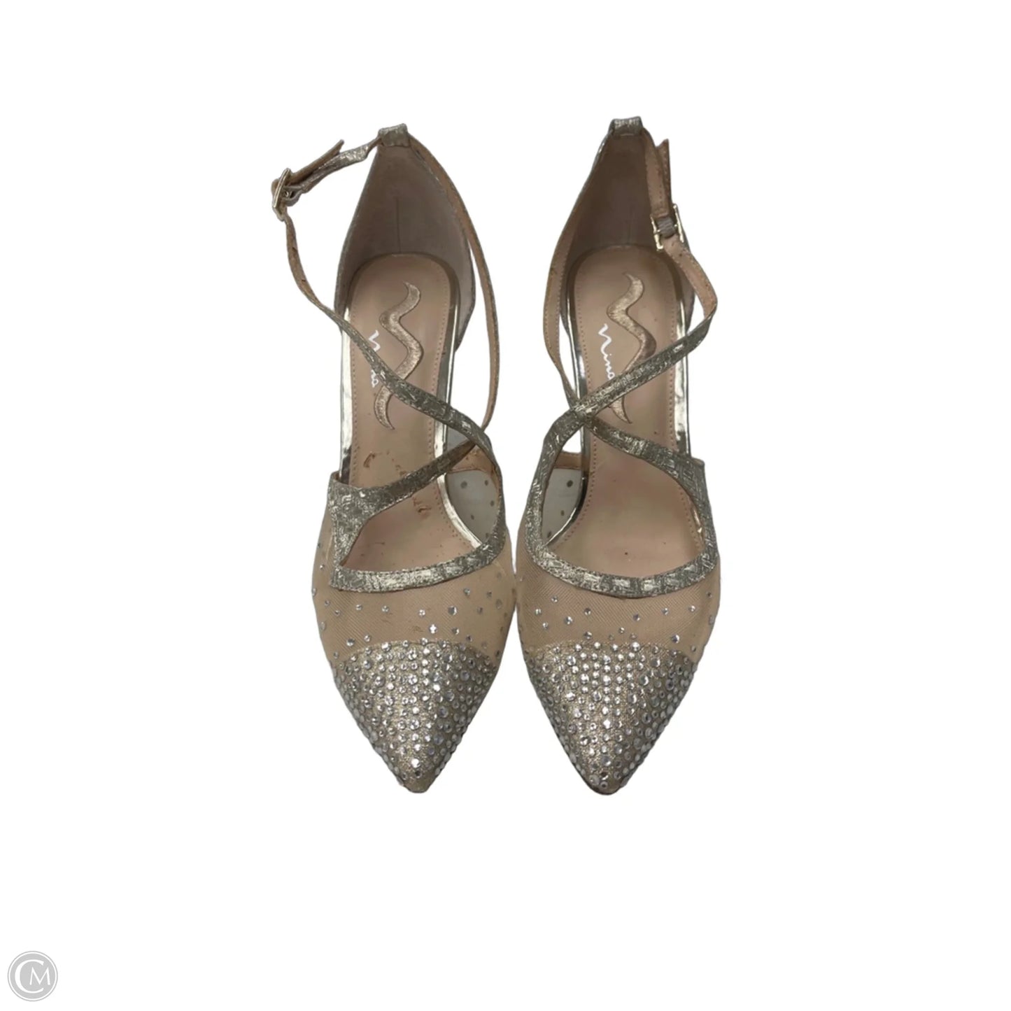 Shoes Heels Kitten By Nina In Silver & Tan, Size: 10