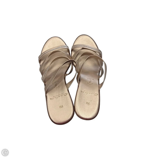 Sandals Heels Block By Clothes Mentor In Tan, Size: 7