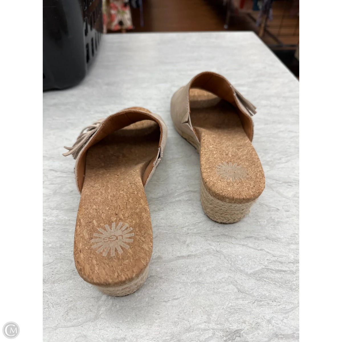 Sandals Designer By Ugg In Beige, Size: 8