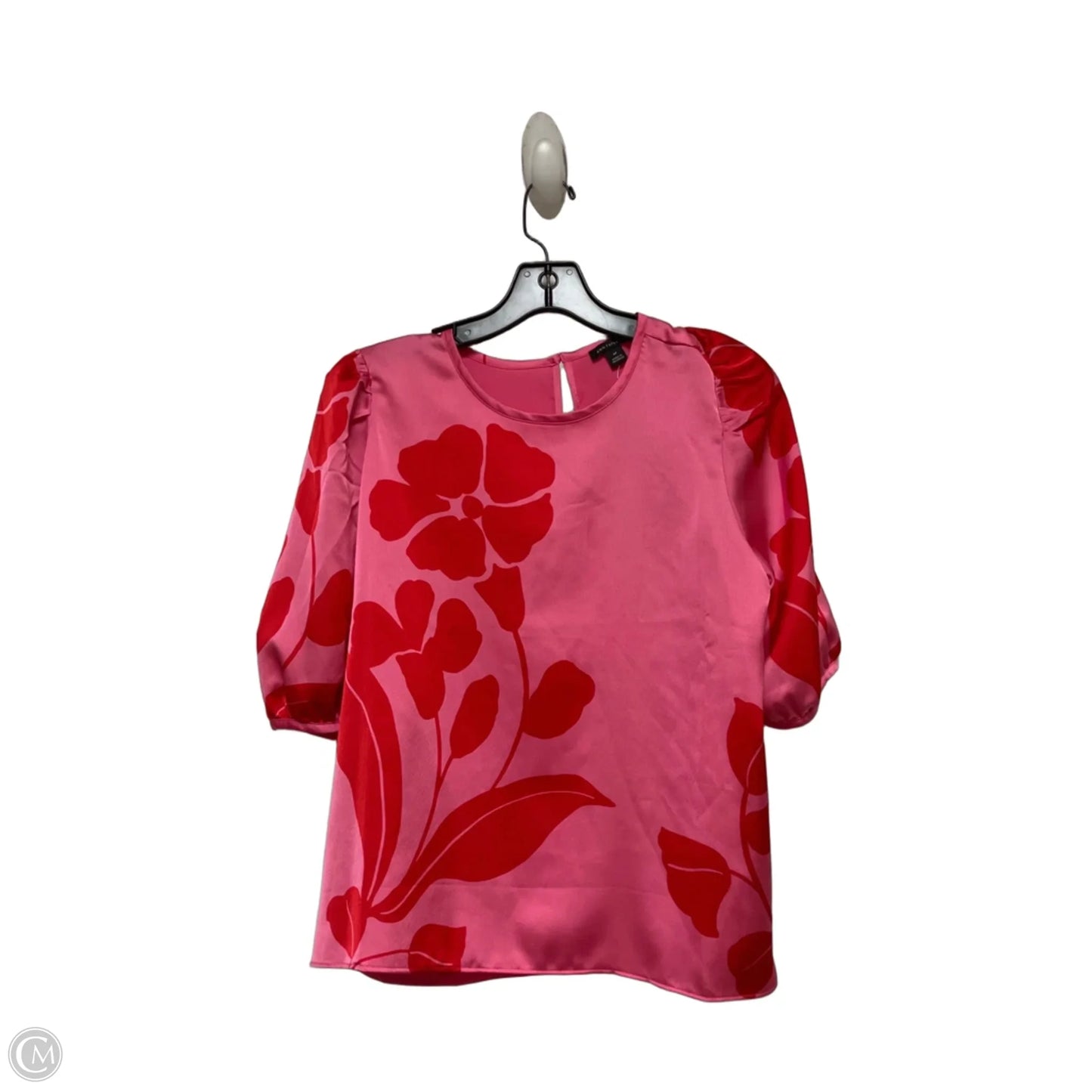 Top Short Sleeve By Ann Taylor In Pink & Red, Size: M