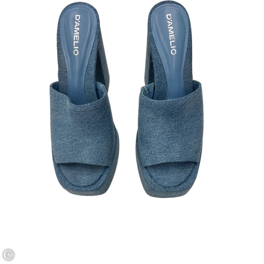 Sandals Heels Platform By Clothes Mentor In Blue Denim, Size: 8.5