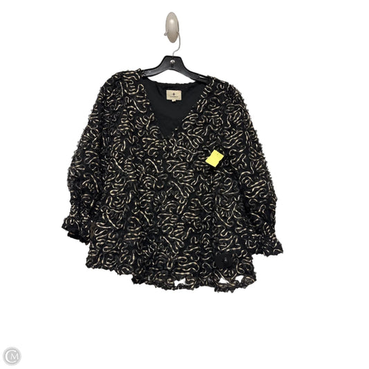 Top Long Sleeve Designer By Tuckernuck In Black & Gold, Size: S