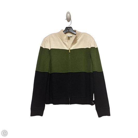 Jacket Designer By St. John In Green & White, Size: L