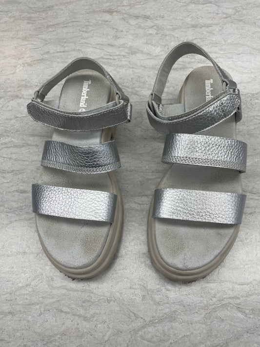 Silver Sandals Flats Timberland, Size 8.5