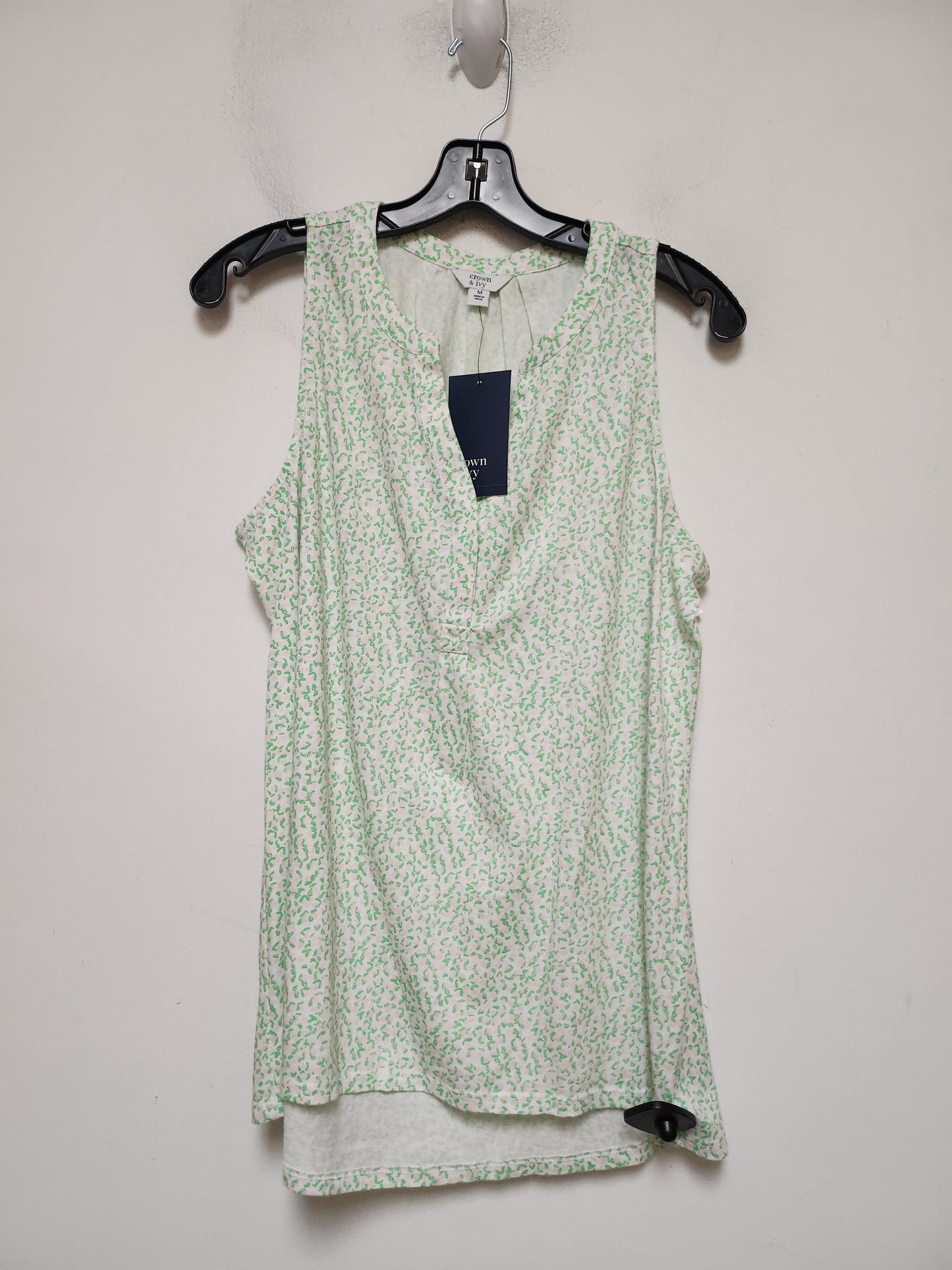 Top Sleeveless By Crown And Ivy In Green & Pink, Size: M