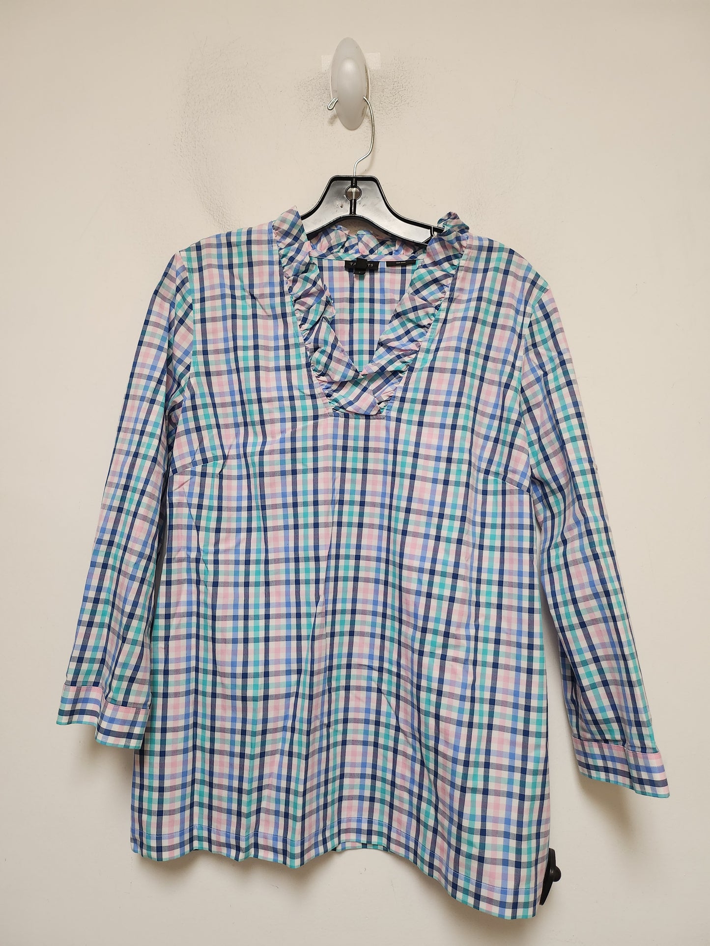 Top Long Sleeve By Talbots In Plaid Pattern, Size: M