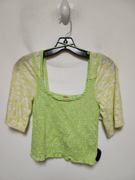 Top Short Sleeve By Free People In Green & Yellow, Size: Xs