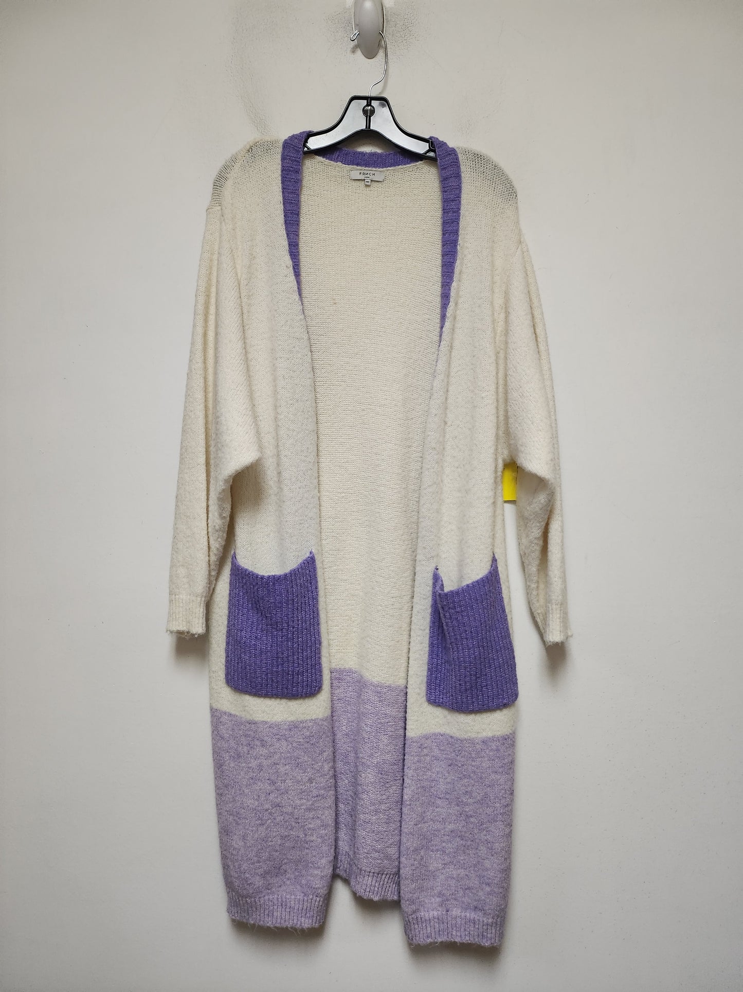 Sweater Cardigan By Clothes Mentor In Cream & Purple, Size: Osfm