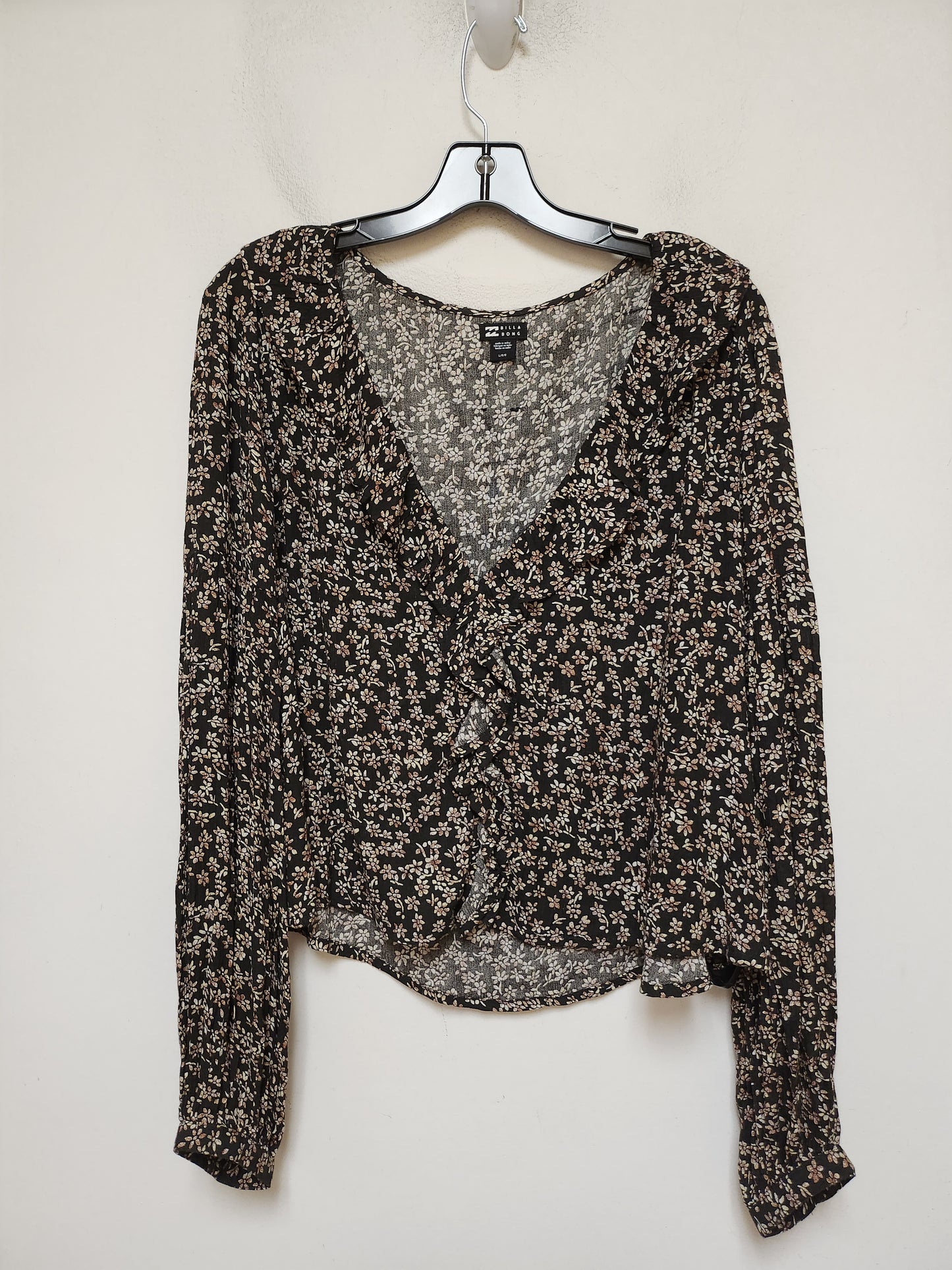 Top Long Sleeve By Billabong In Floral Print, Size: L