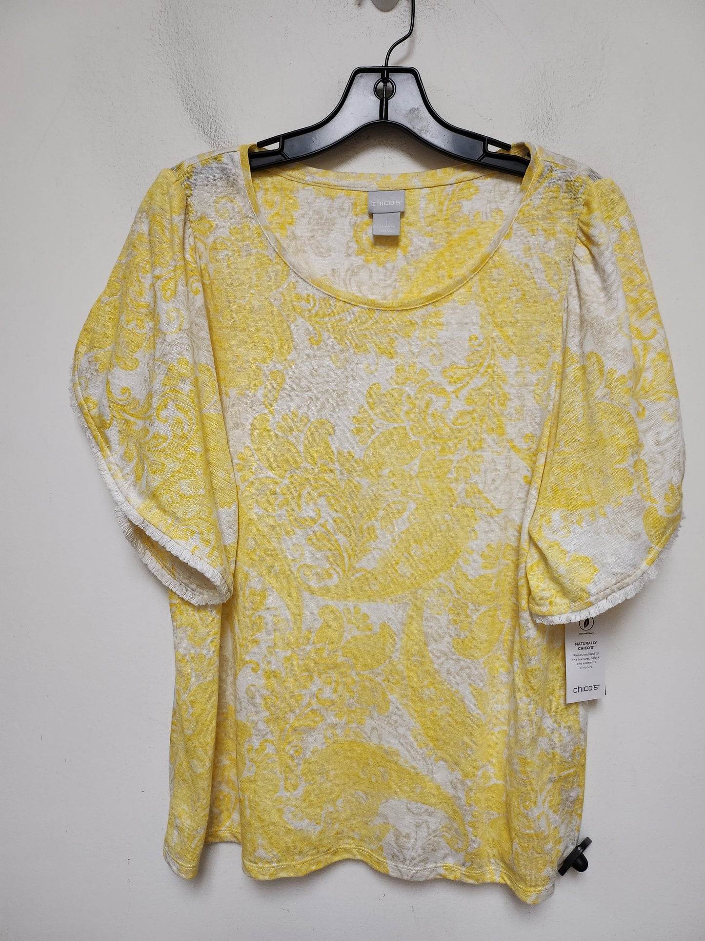 Top Short Sleeve By Chicos In Yellow, Size: M