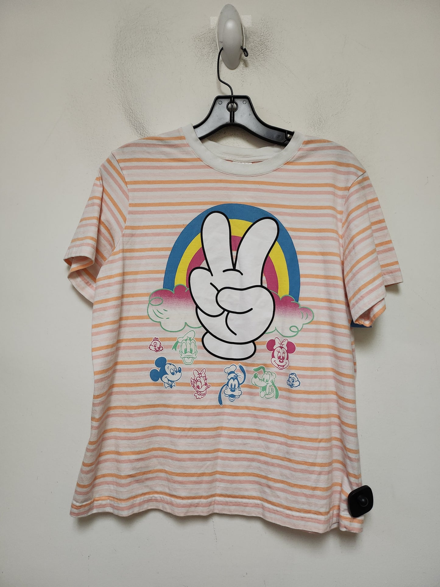 Top Short Sleeve Basic By Walt Disney In Striped Pattern, Size: Xs