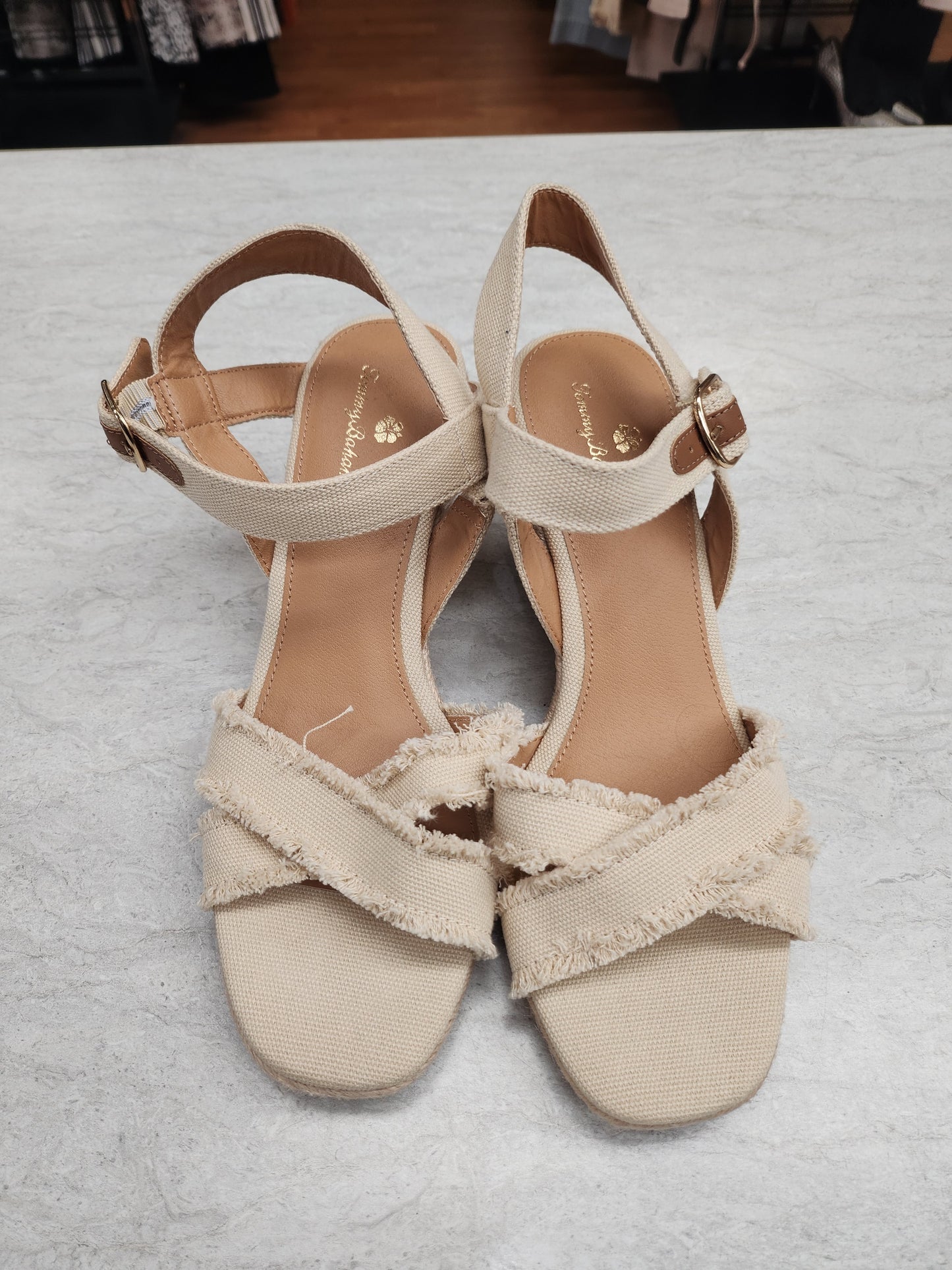 Sandals Heels Wedge By Tommy Bahama In Tan, Size: 10