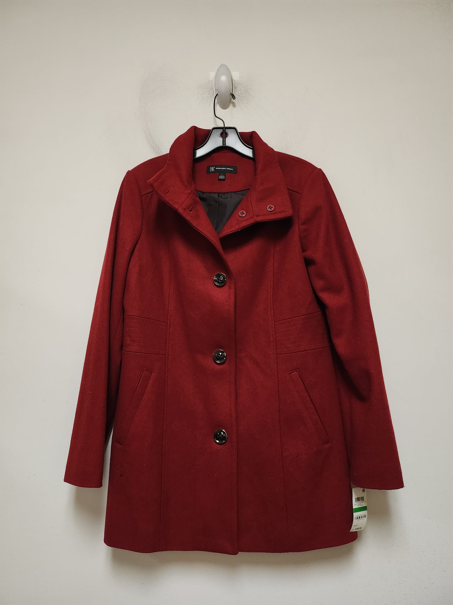 Coat Peacoat By Inc In Red, Size: L