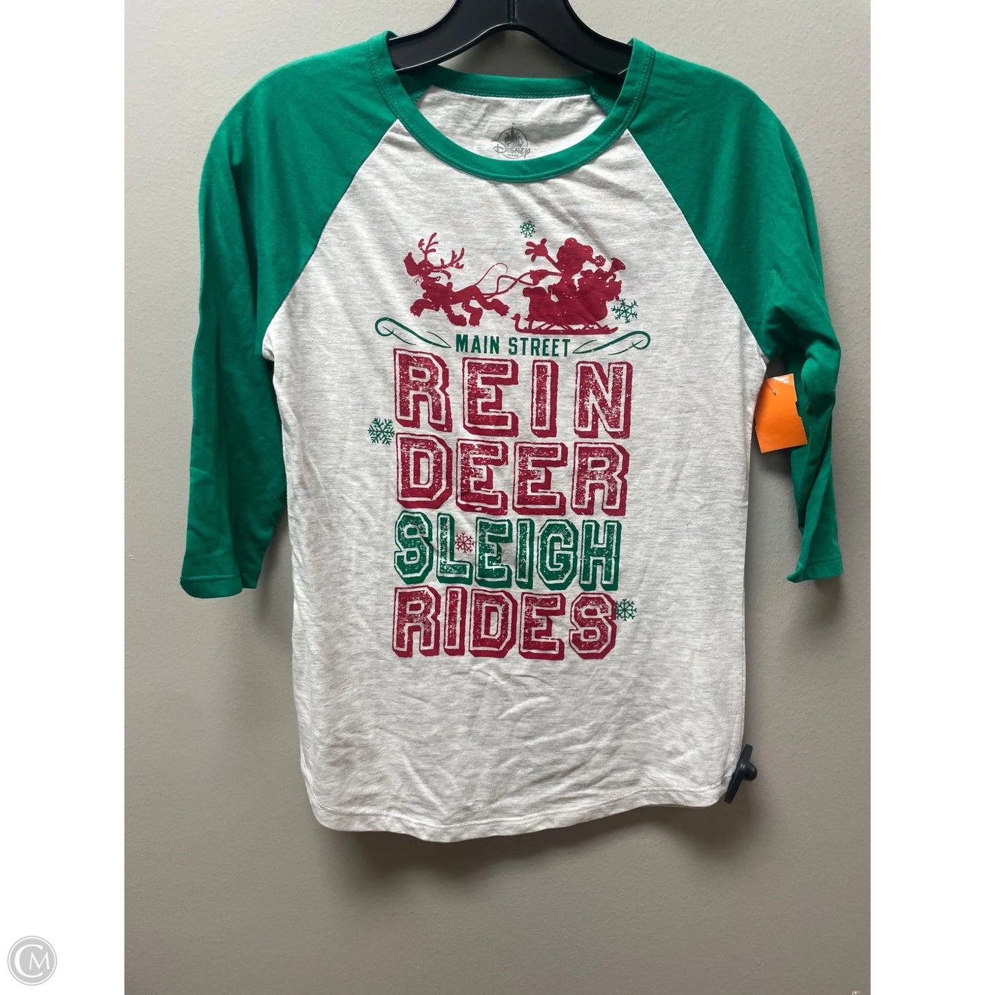 Top Long Sleeve Basic By Disney Store In Green & Grey, Size: Xs