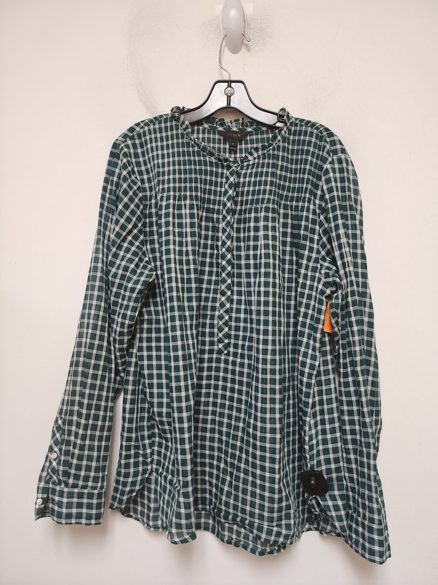 Top Long Sleeve By J. Crew In Plaid Pattern, Size: Xl