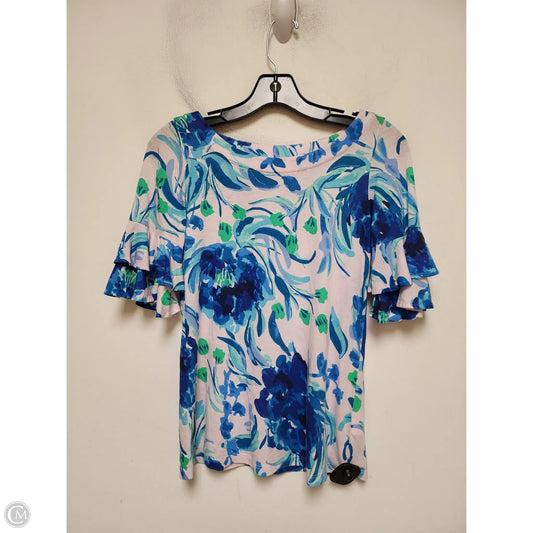 Top Short Sleeve Designer By Lilly Pulitzer In Blue & Pink, Size: Xxs