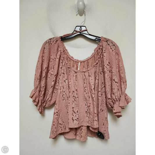 Top Short Sleeve By Free People In Pink, Size: M